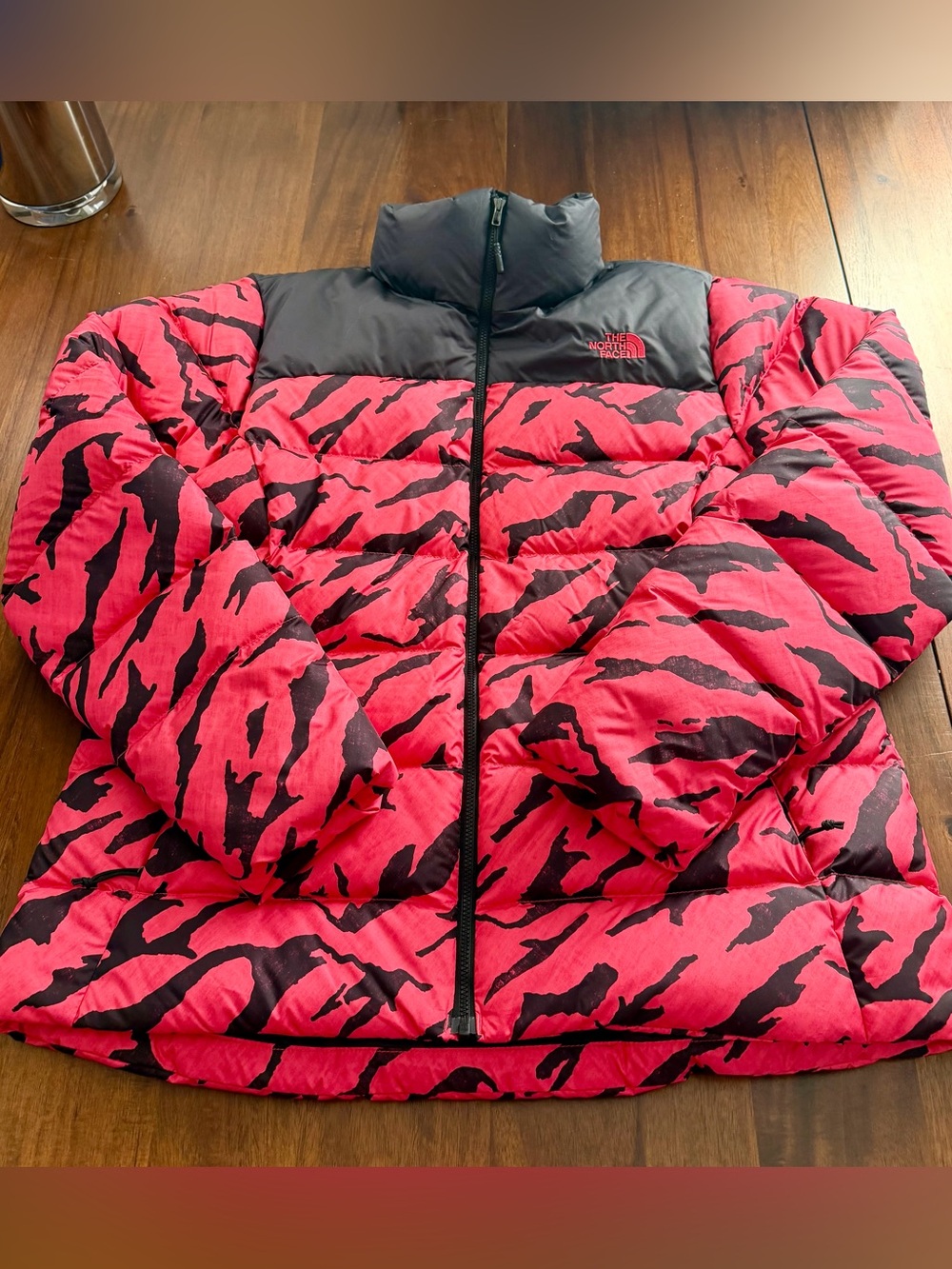 The North Face Nuptse Women’s Hot Pink & Black Printed Puffer Jacket